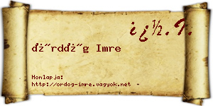 Ördög Imre névjegykártya